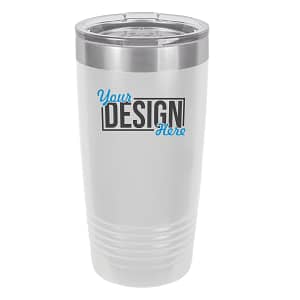Custom logo 20 oz stainless steel tumbler with double-walled insulation - White