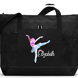 Ballerina / Ballet Personalized  Zippered Tote Bag with Mesh Pockets, Beach Bag, Boating