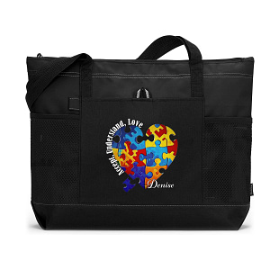 Autism Heart Accept Understand Love Personalized Autims Mom, ABA Therapist, Teacher Tote Bag