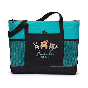 Animal Fixer Vet Tech Personalized Printed Tote Bag with Mesh Pockets