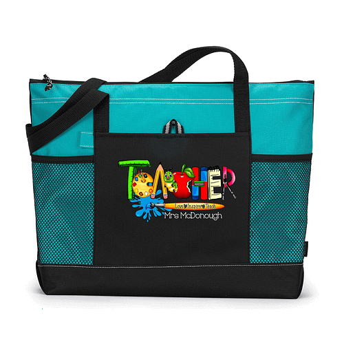 Teacher totes with outlet pockets